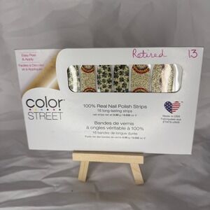 Color Street Clover The Top Retired Nail Polish Strips Gold Green Glitter FDG395